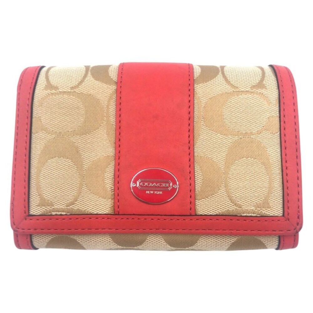 COACH Signature Canvas Leather Bi Fold Wallet